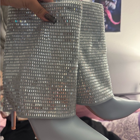 Silver Rhinestone Ankle Boots - Picture 5 of 6